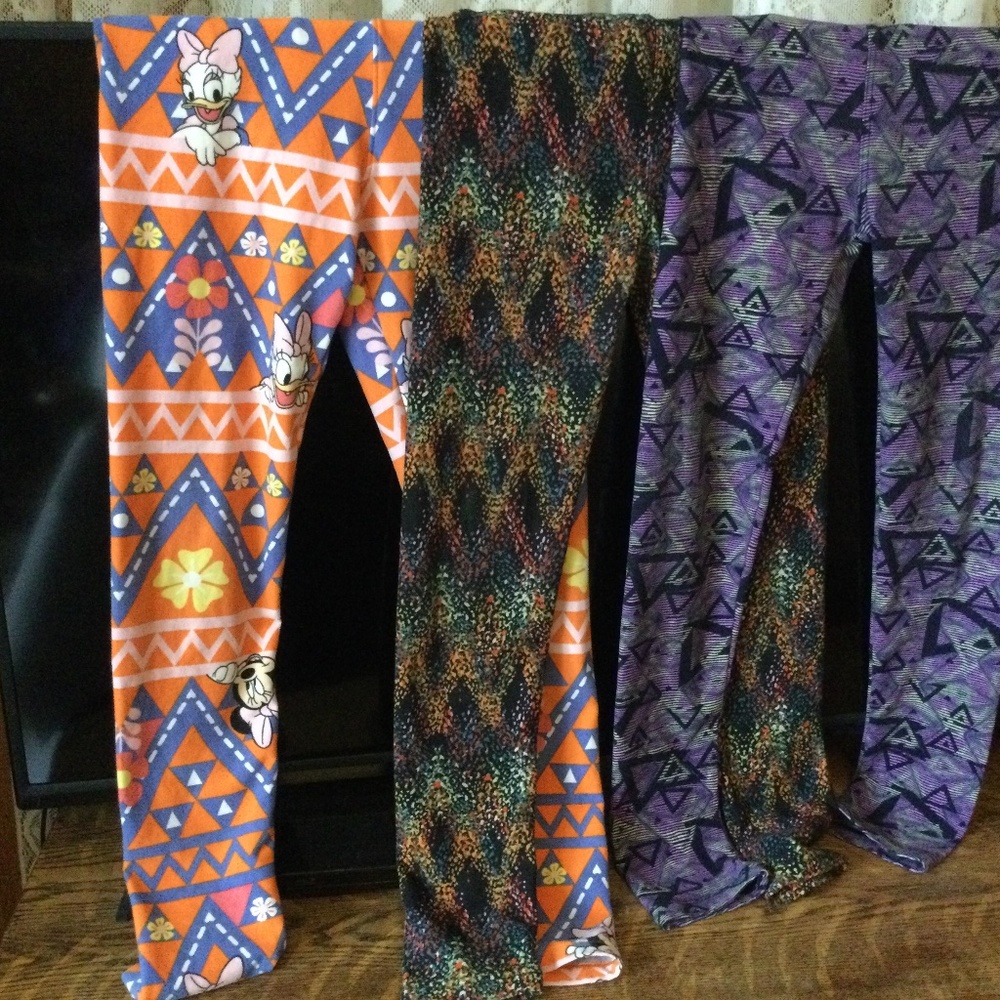 3 Pair LuLaRoe Girls Leggings L/XL